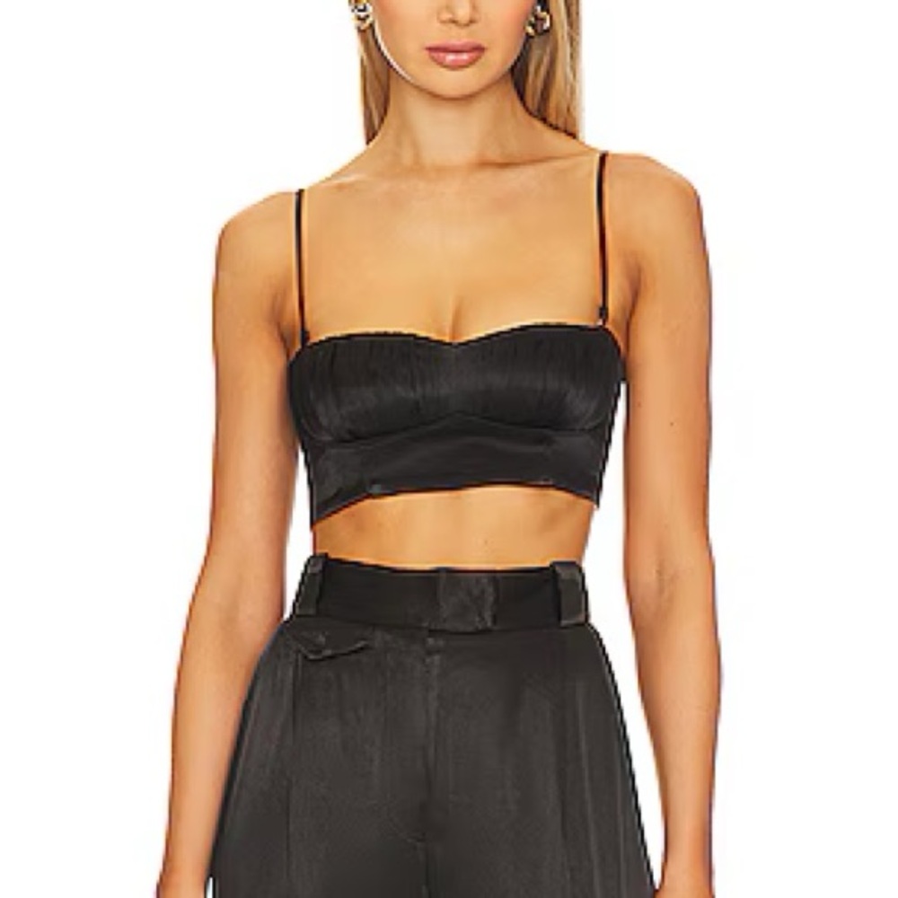 Shona Joy Black Corded Ruched Bralette Size 2 NWT